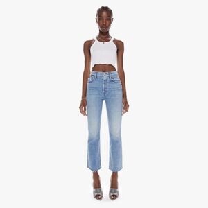 MOTHER Light Blue Straight Crop Jeans